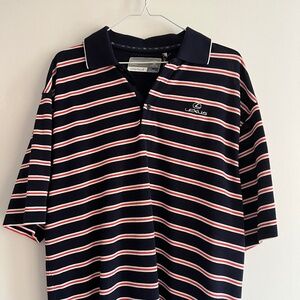 Lexus Cutter & Buck CB DryTec Red White Blue Stripe Golf Polo Shirt NWT Med